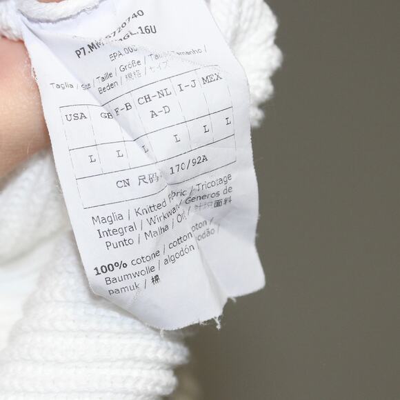 MaxMara 100% Cotton White Boatneck Knit Sweater Tie Detail Size Large - Picture 5 of 6